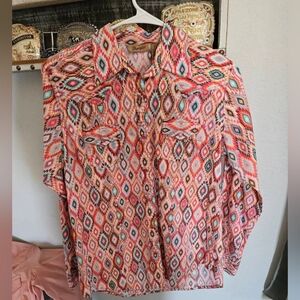 Wrangler Multicolor Geometric Print Top